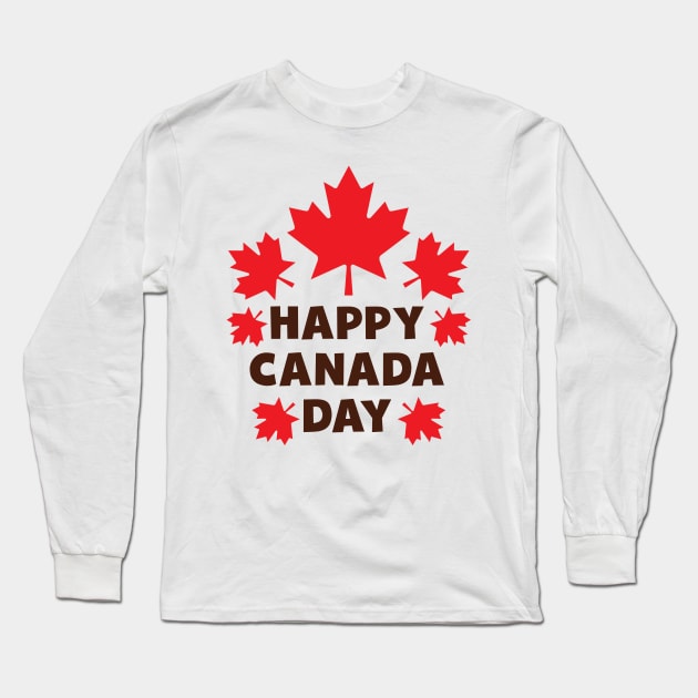 Happy Canada Day, Holiday, Maple Leaves, Red Long Sleeve T-Shirt by Jelena Dunčević